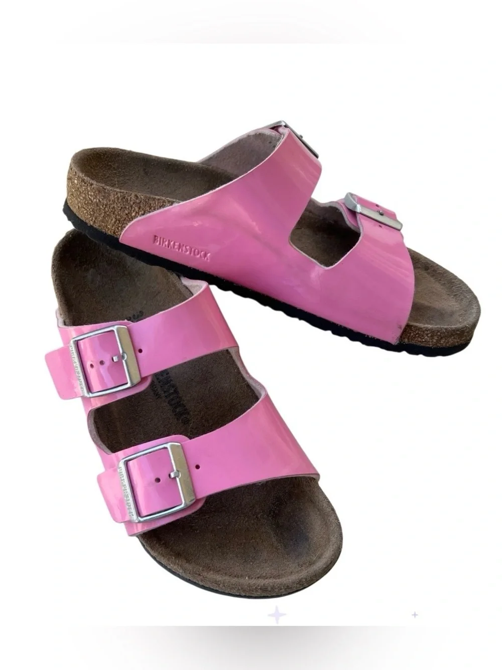 Birkenstock Pink Patent Leather Two-Strap Sandals kids Size 34